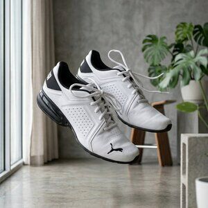 Puma Men's White and Black Athletic Sneakers